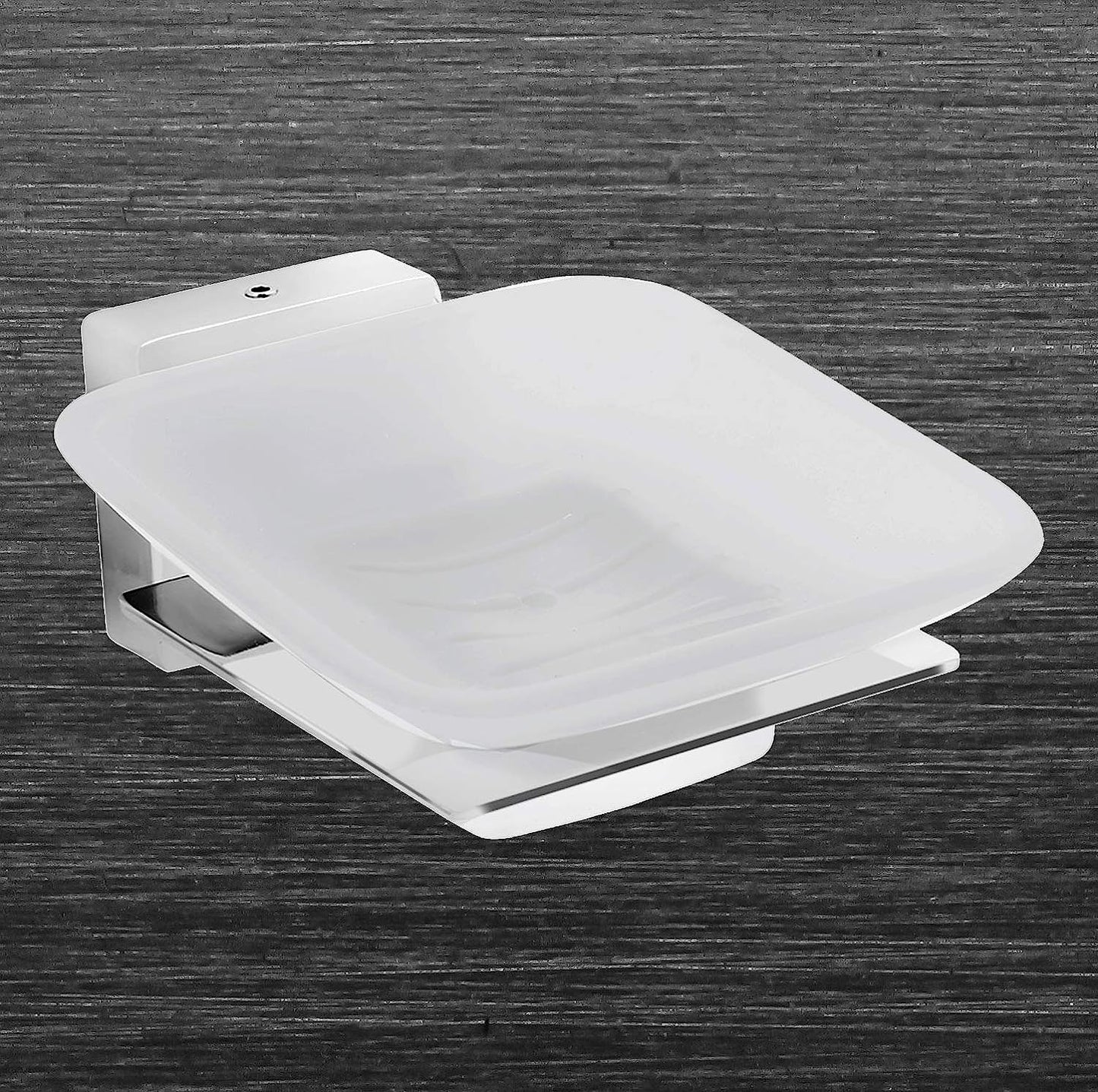 DOCOSS- Stainless Steel Glass Soap Holder for bathroom Anti Rust Soap Stand For Bathroom Wall Steel Soap Tray Soap Dish Bathroom Accessories (Silver)