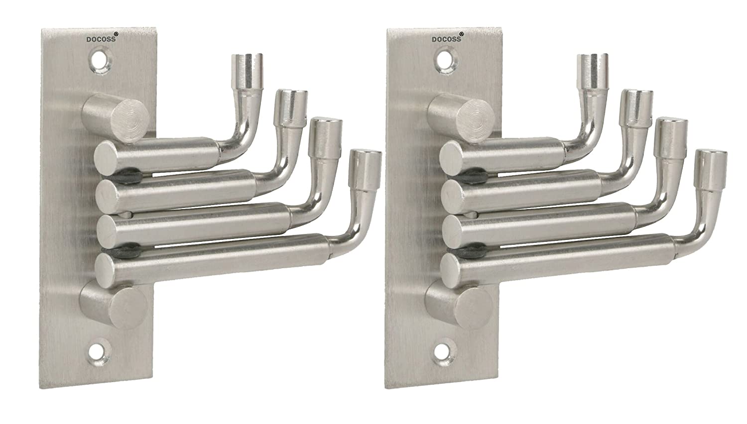 DOCOSS -Flexible Stainless Steel 4 Pin Bathroom Hooks Cloth Hanger Wal
