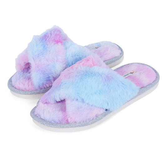 DOCOSS Indoor Slippers Warm Slippers Winter Bedroom Home Slippers for Women,Girls & Men Fur Winter Slippers (UK 3-4 -25 cm)
