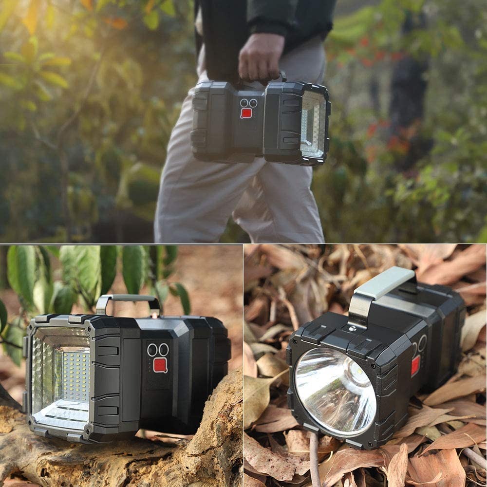 DOCOSS 2 in 1 Torch Light High Power Long Distance Rechargeable Torch Lights Wth Emergency Lights ,Water Resistant camping light(Black-Small)