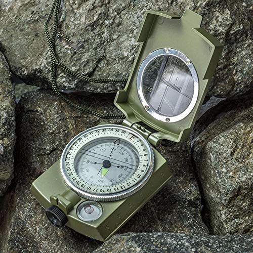 DOCOSS(DEVICE OF C)-High Accuracy Metal Waterproof Military Compass For Directions Geology Lensatic Prismatic Army Green Camouflage Matte Navigator Compass