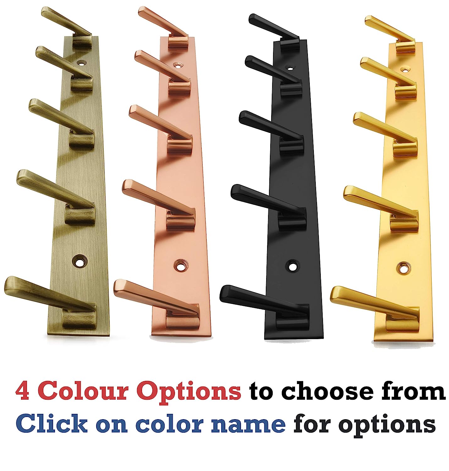 DOCOSS Deluxe Stainless Steel Bathroom Cloth Hooks 5 Pins Hanger Door Wall Bedroom Robe Hooks Rail for Hanging Keys,Clothes,Towel Steel Hook