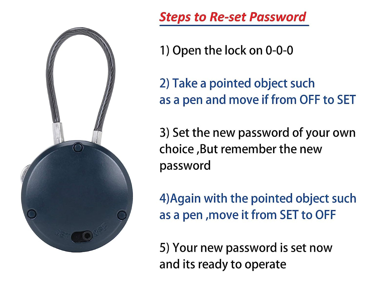 DOCOSS 107-3 Digit TSA Approved Metal Lock for Luggage Bag USA International Number Locks Travelling Password Combination Travel Locks Padlock, (Black)
