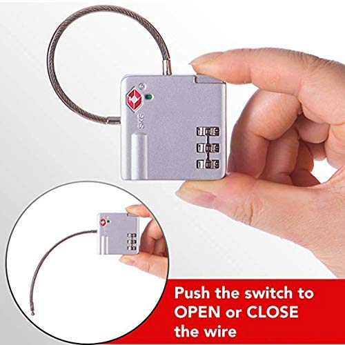 DOCOSS-Pack of 2- 529-Metal TSA Approved Lock Strong Cable International Password Locks For luggage Bag Travel Locks(Multi-color)