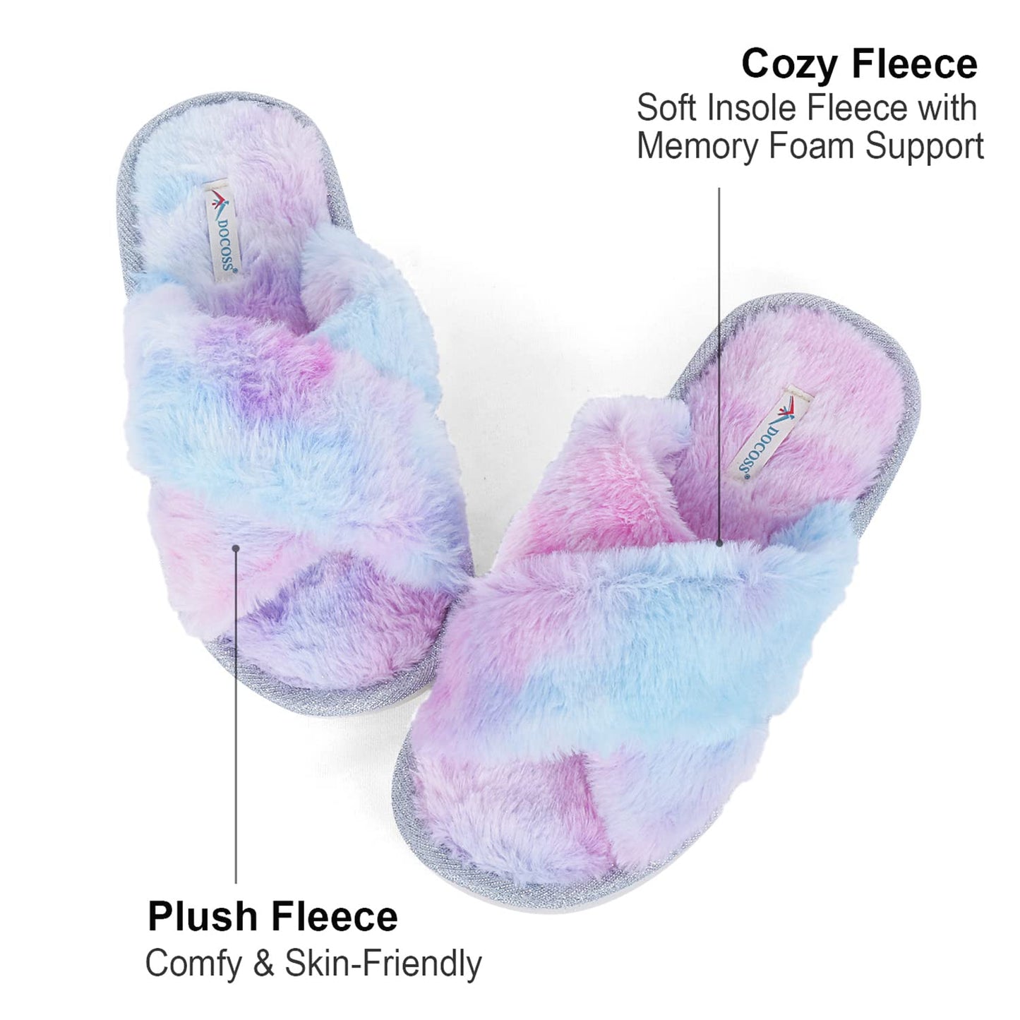 DOCOSS Indoor Slippers Warm Slippers Winter Bedroom Home Slippers for Women,Girls & Men Fur Winter Slippers (UK 3-4 -25 cm)