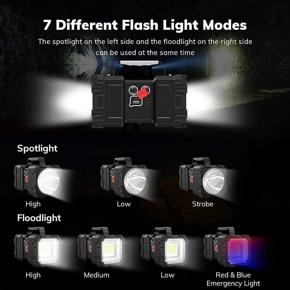 DOCOSS 2 in 1 Torch Light High Power Long Distance Rechargeable Torch Lights Wth Emergency Lights ,Water Resistant camping light(Black-Small)