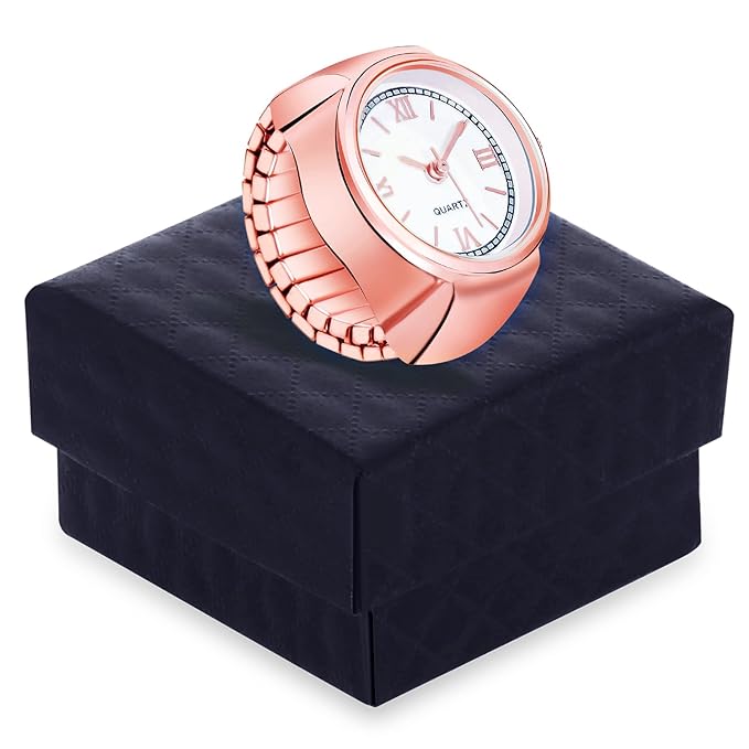 DOCOSS -Jewellery Stylish Finger Ring Watch,Stretchy Elastic Band,Quartz Ring Watches for Girls,Women,Men,Boys ( Rose Gold )