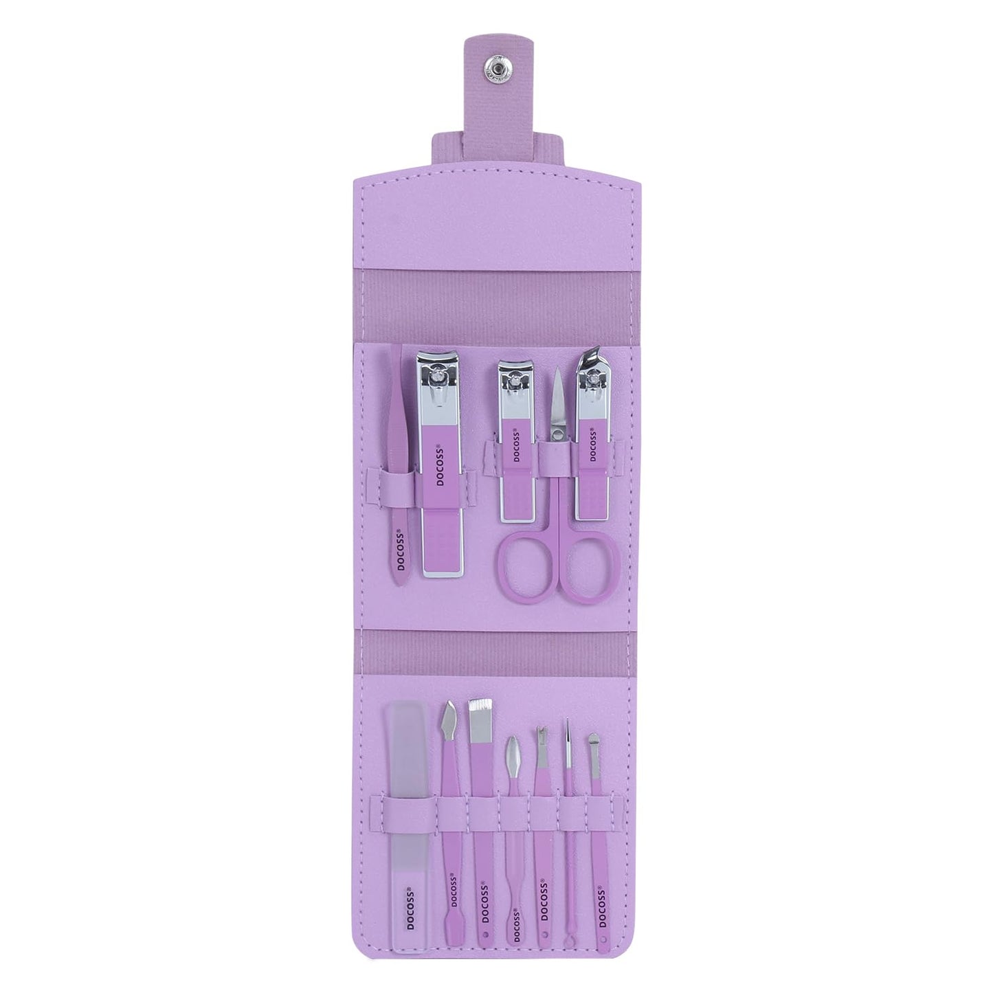DOCOSS Manicure Kit For Women,Nail Cutter Kit For Women/Girls With Leather Pouch for Manicure Pedicure kit with Acne needle,Nail Cllippers And Tools (Purple Lilac)
