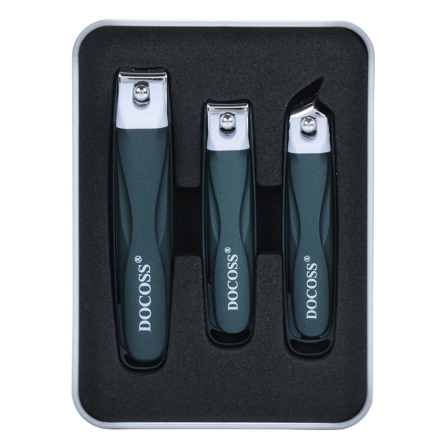 DOCOSS Steel Big Nail Clippers For Men Women Nail Cutter with Toe Nail Clipper,Cuticle Cutter & Ingrown Toenail Cutter,Nails Cutter(Green)