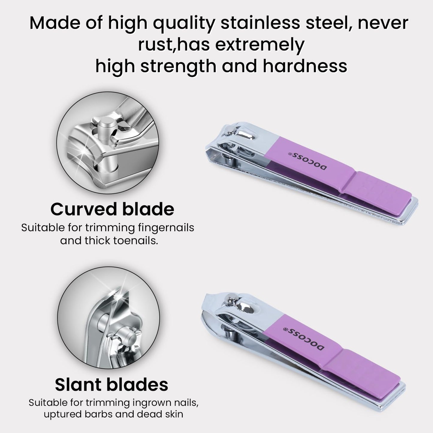 DOCOSS Manicure Kit For Women,Nail Cutter Kit For Women/Girls With Leather Pouch for Manicure Pedicure kit with Acne needle,Nail Cllippers And Tools (Purple Lilac)