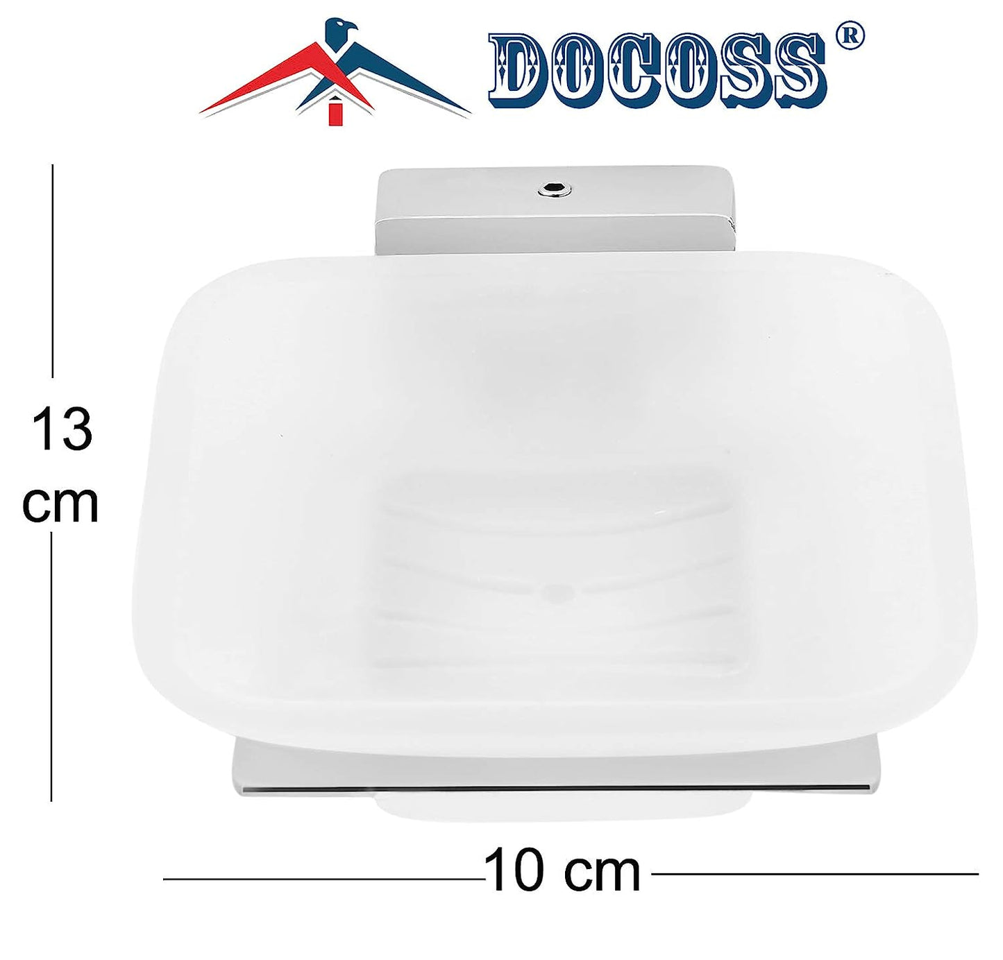 DOCOSS- Stainless Steel Glass Soap Holder for bathroom Anti Rust Soap Stand For Bathroom Wall Steel Soap Tray Soap Dish Bathroom Accessories (Silver)