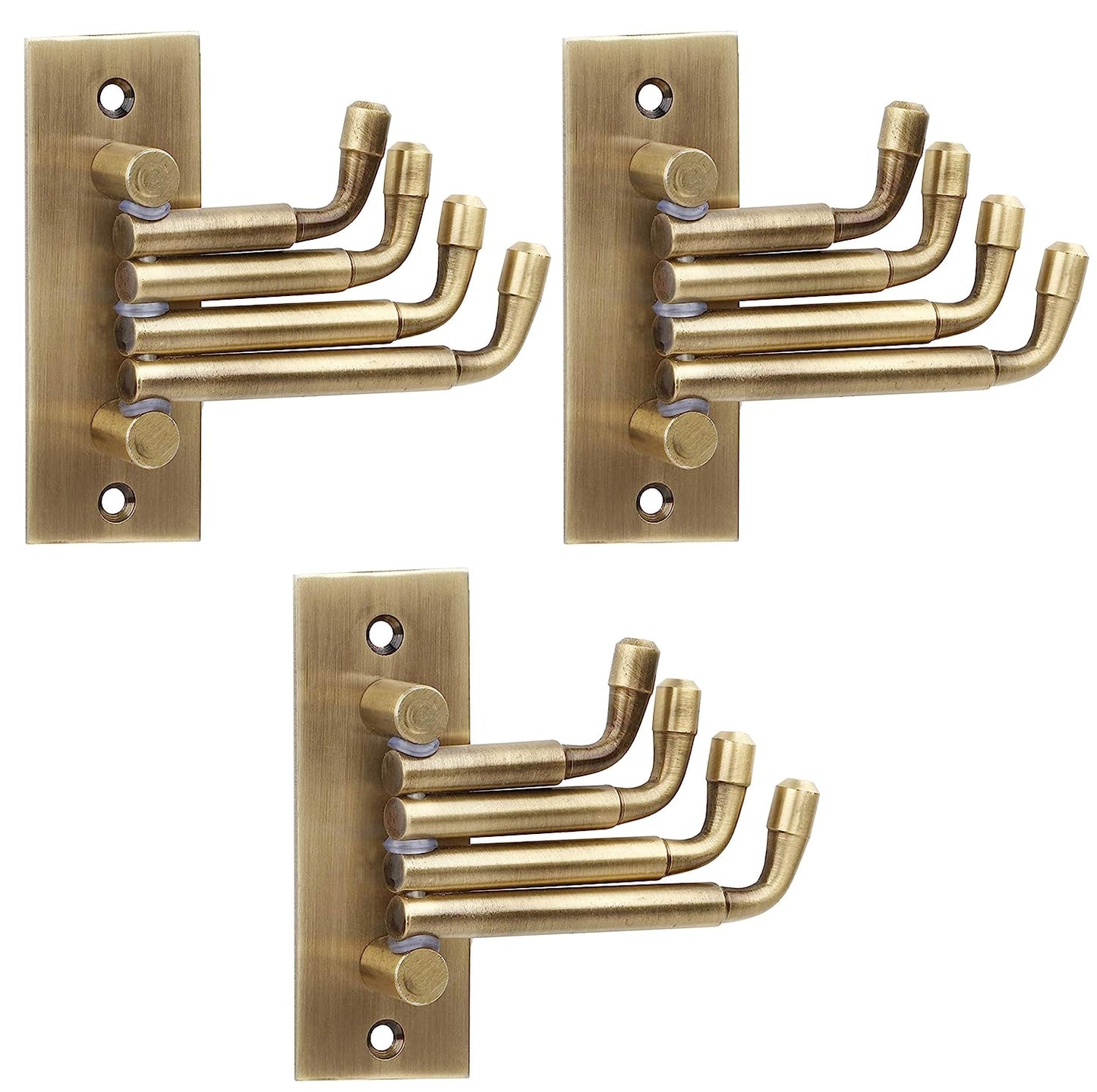 DOCOSS -Pack Of 2-Stainless Steel Flexible 4 Pin Bathroom Hooks Cloth Hanger Wall Hook Door Robe Hooks for Hanging Keys,Clothes,Towel Steel Hook (BLACK)