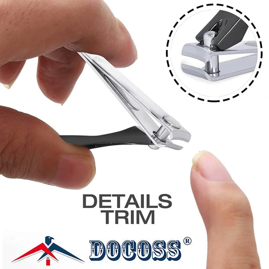 DOCOSS Pack Of 2 Stainless Steel Nail Cutter For Men Women & Toenail Fingernail Clipper Nail Clippers Set/ Nail Cutter Set Kit (Black)