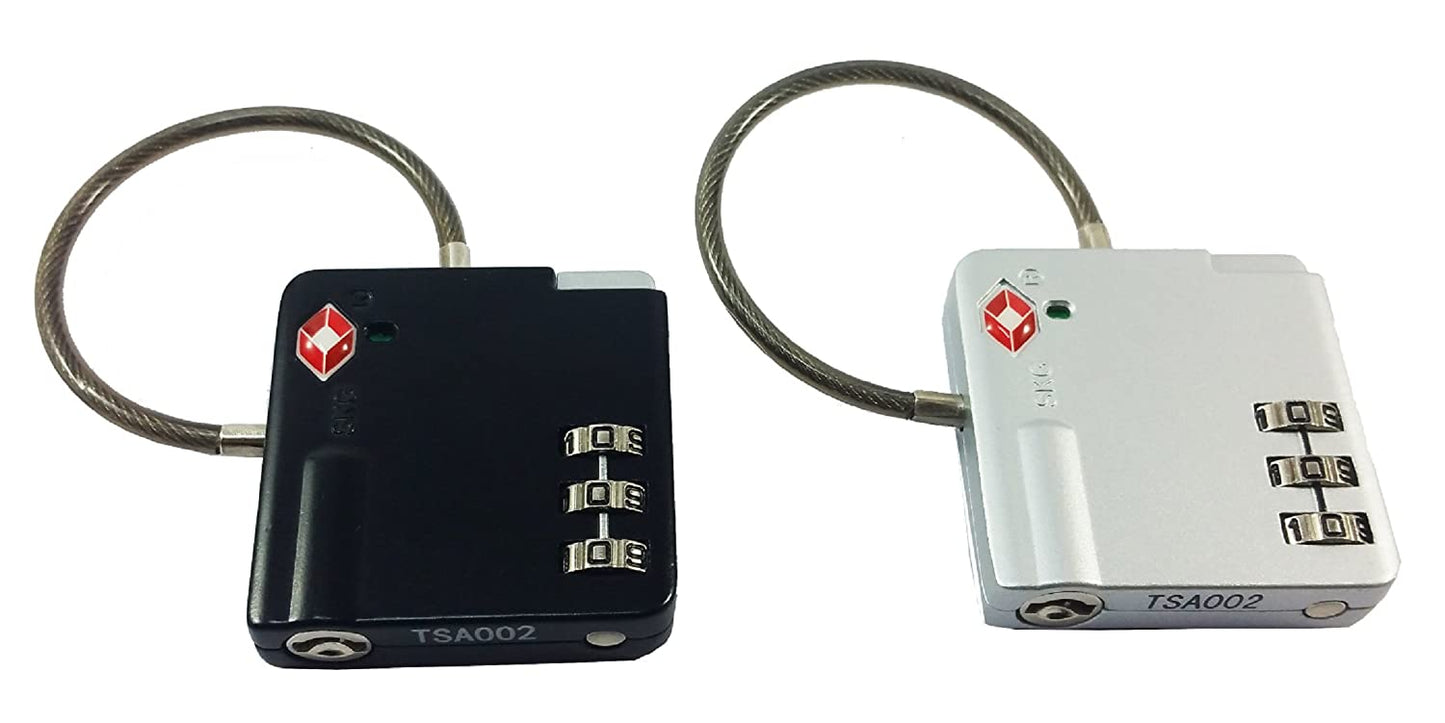 DOCOSS-Pack of 1- 529-Metal TSA Approved Lock Strong Cable International Password Locks For luggage Bag Travel Locks(Silver)