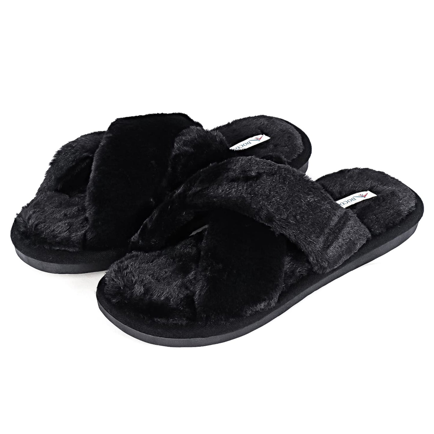 DOCOSS Indoor Slippers Warm Slippers Winter Bedroom Home Slippers for Women,Girls & Men Fur Winter Slippers (UK 3-4 -25 cm)