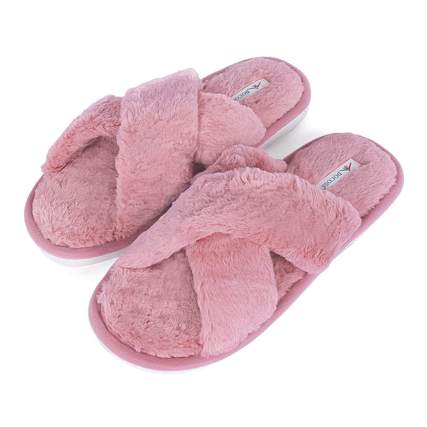 DOCOSS Indoor Slippers Warm Slippers Winter Bedroom Home Slippers for Women,Girls & Men Fur Winter Slippers (UK 3-4 -25 cm)