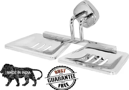 DOCOSS- PVD Coated Stainless Steel Gold Double Soap Holder For Bathroom(3 Years Warranty) Anti Rust Soap Stands for Bathroom Wall Steel Soap Tray Soap Dish Bathroom Accessories (Gold)