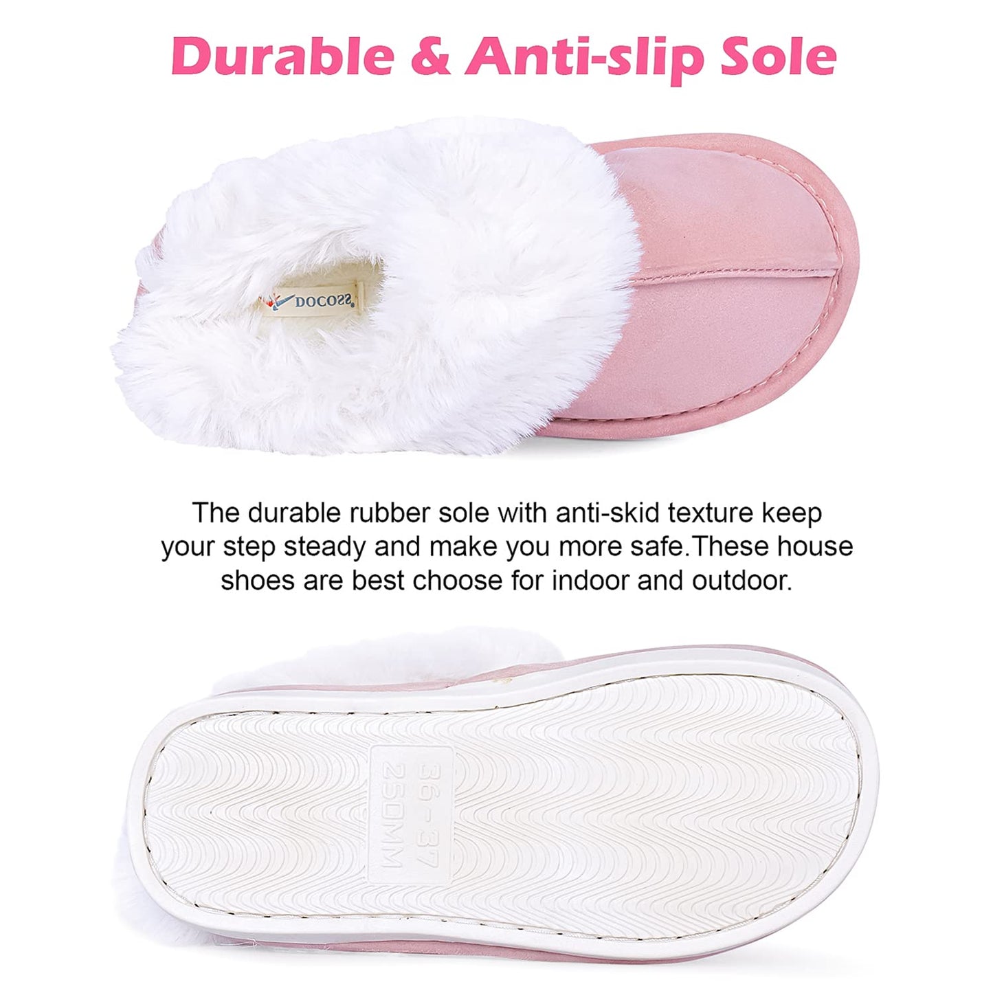 DOCOSS Warm Winter Indoor Shoes for Women Men / Indoor Slippers for Girls , Boys /Home Bedroom Indoor Slippers Warm Slippers Winter