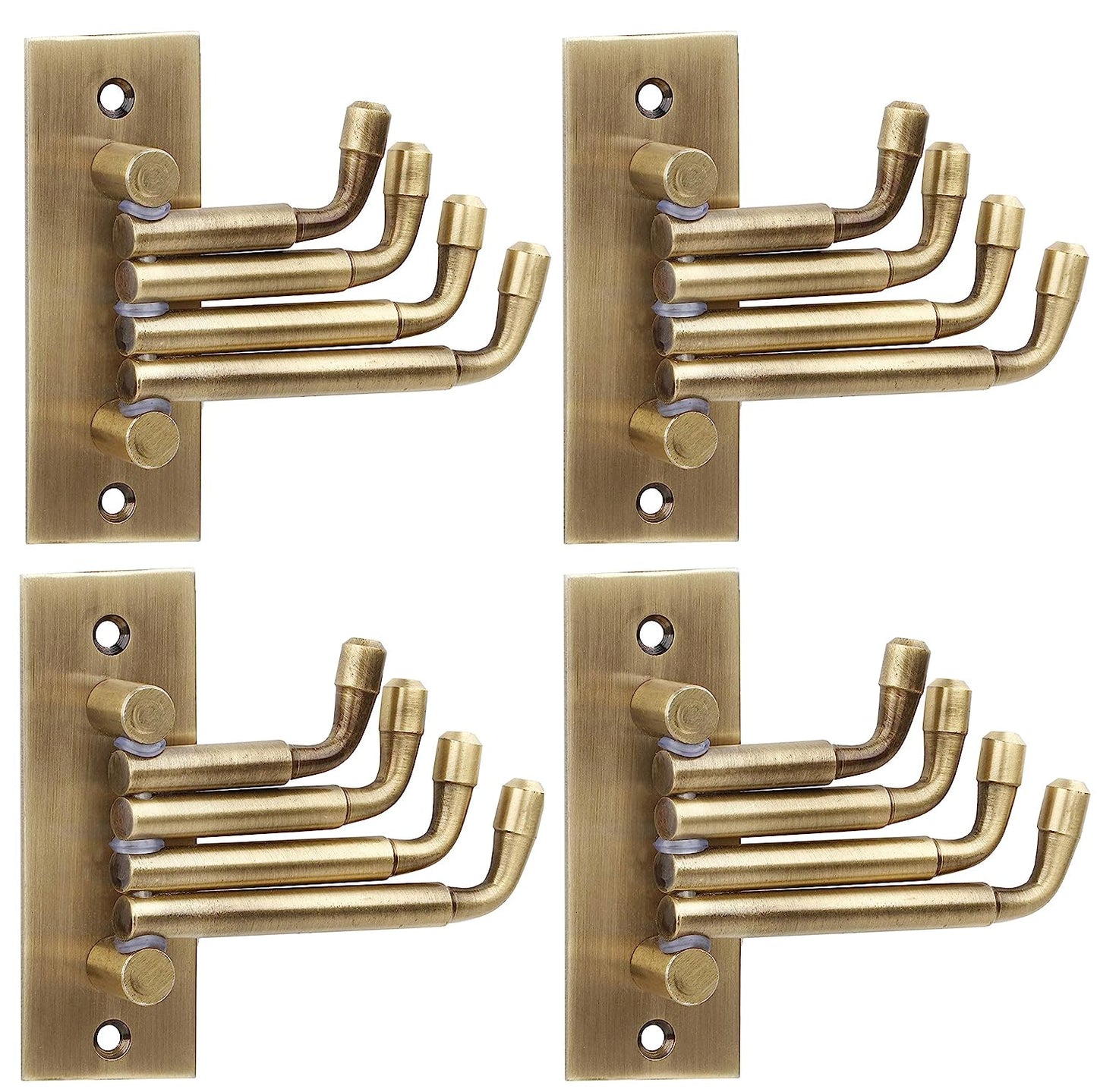 DOCOSS -Pack Of 2- Stainless Steel Flexible 4 Pin Bathroom Hooks Cloth Hanger Wall Hook Door Robe Hooks for Hanging Keys,Clothes,Towel Steel Hook