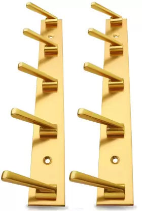 DOCOSS Deluxe Stainless Steel Bathroom Cloth Hooks 5 Pins Hanger Door Wall Bedroom Robe Hooks Rail for Hanging Keys,Clothes,Towel Steel Hook