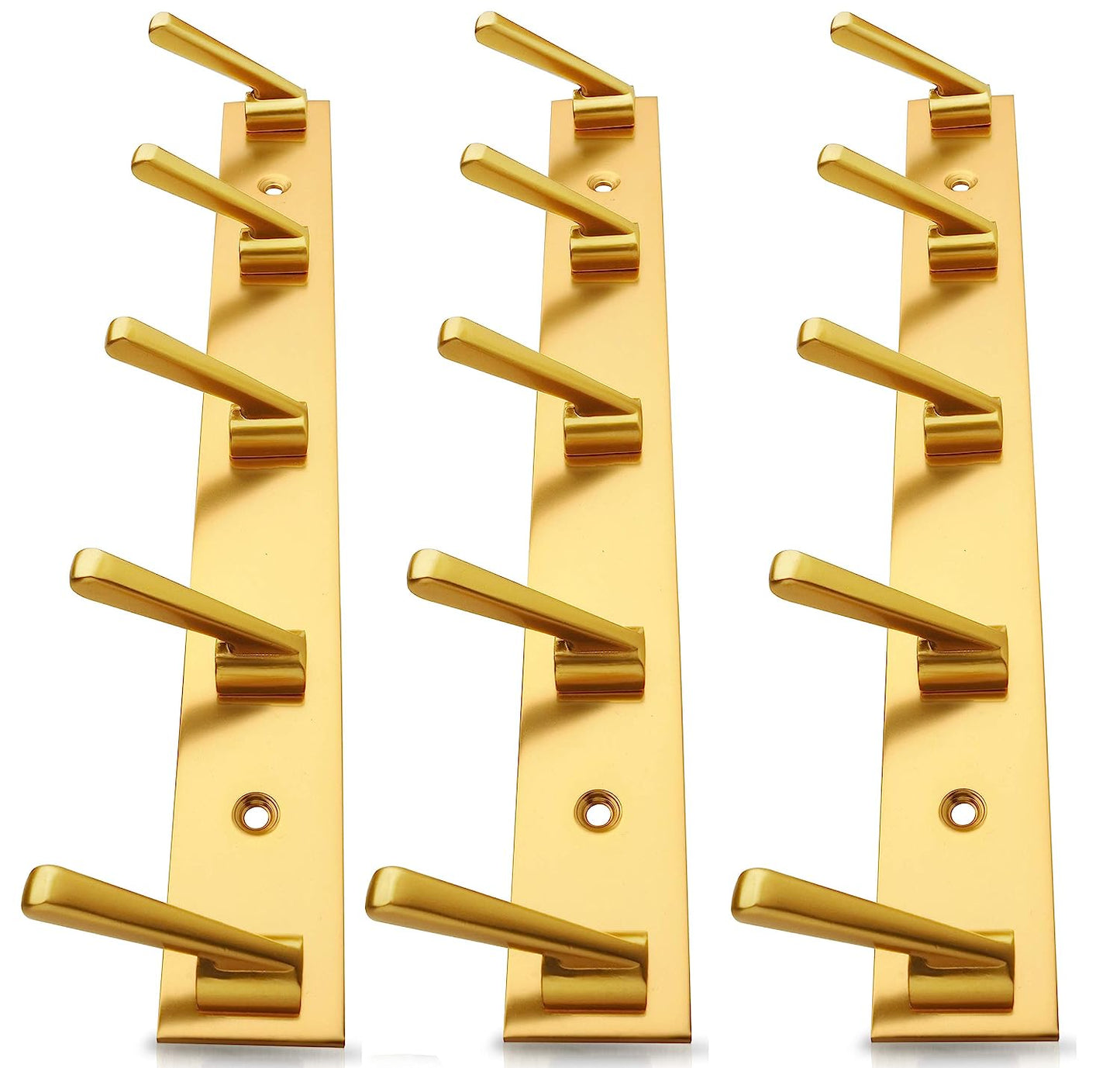 DOCOSS-Pack of 3-Deluxe Metal Rose Gold 5 Pin Cloth Wall Hanger for Clothes Door Hangers Cloth Hook Bathroom Hooks Rail for Hanging Towel ,Bathroom Accessories