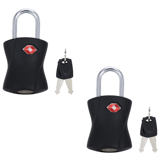 DOCOSS-Pack of 2-Metal Lock TSA Approved With Keys International Lock for Bag luggage Travelling Locks Padlock (Black)