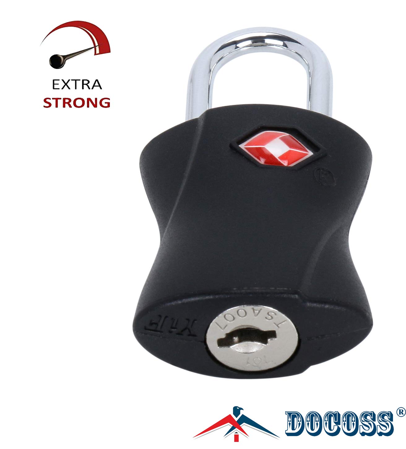DOCOSS-Pack of 2-Metal Lock TSA Approved With Keys International Lock for Bag luggage Travelling Locks Padlock (Black)