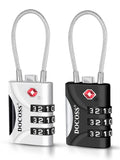 DOCOSS-Set of 2- Metal Cable TSA Locks for Luggage, Number Lock for Bag 4 Digit Small Locks for Luggage TSA Lock Combination Password Locks for Travel