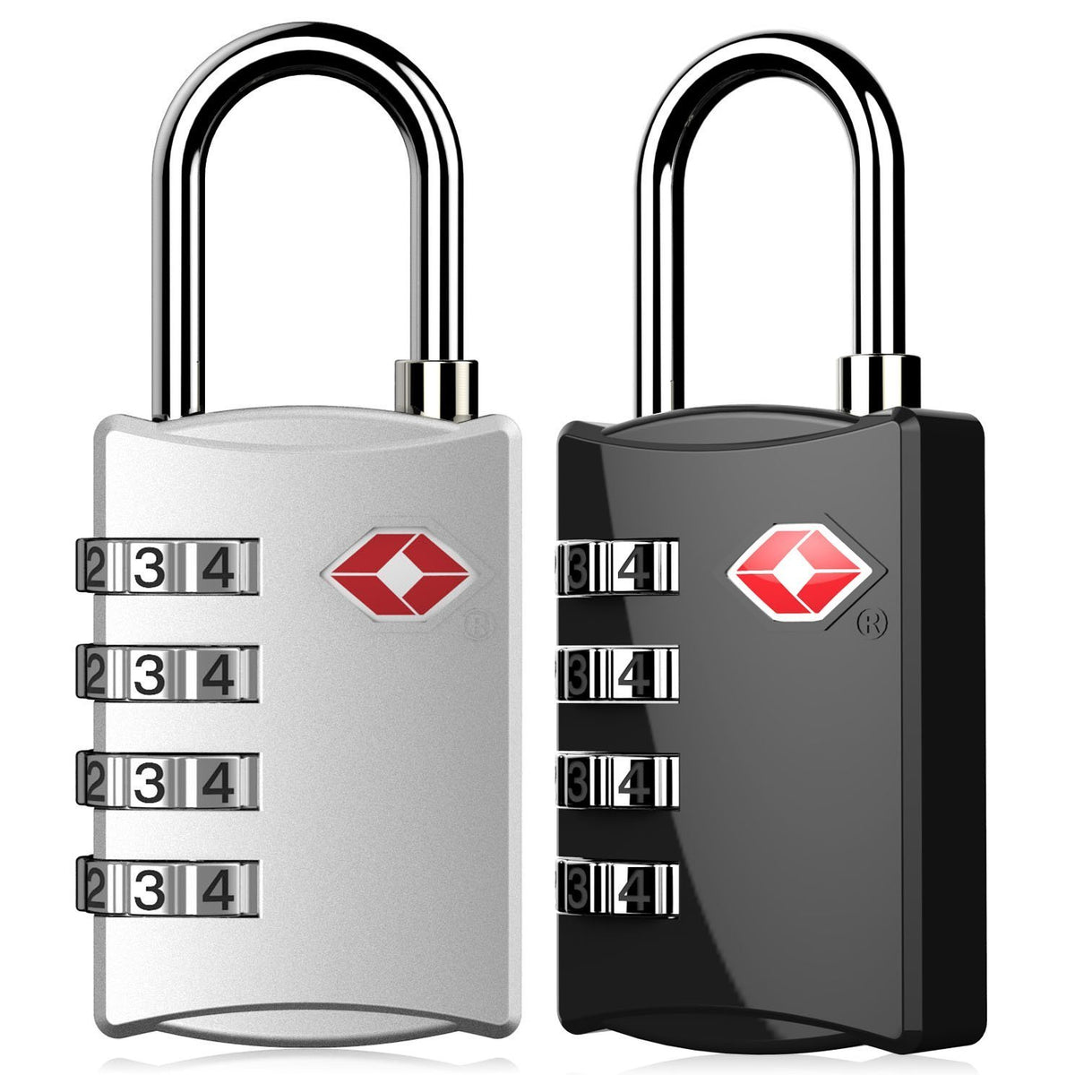 DOCOSS-Set of 2-309-Metal TSA Lock 4 Digit for Luggage Bag International Number Password Travel Locks