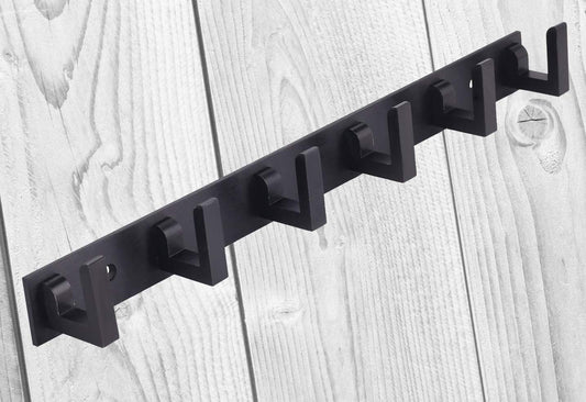 Docoss -Pemium Classic Black Metal 6 Pin Cloth Hanger Wall Door Hooks Rail for Hanging Clothes, Towel Hook Rail Set