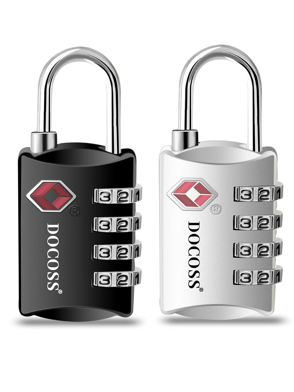DOCOSS-Set of 2-309-Metal TSA Lock 4 Digit for Luggage Bag Number Password Travel Locks