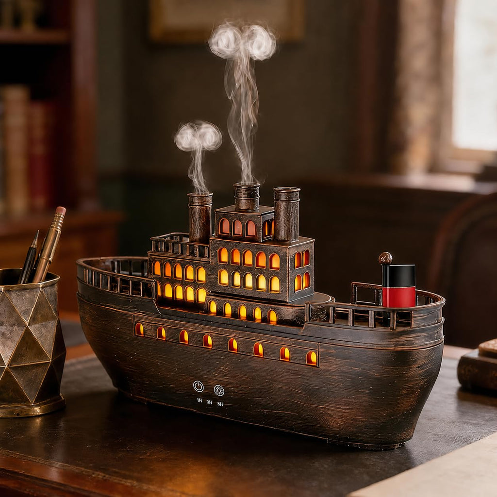 Docoss Titanic Ship Aroma Diffuser for Home Electric with Remote | Essential Oil Diffuser for Home & Bedroom,Ultrasonic Humidifier with 7 LED Warm Lights & Quiet Operation,Electric Diffuser for Room