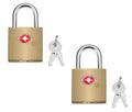 DOCOSS Pack of 2 Small Brass Lock TSA Locks with 2 Keys for Luggage with Keys,Travelling Locks Padlock(Gold)
