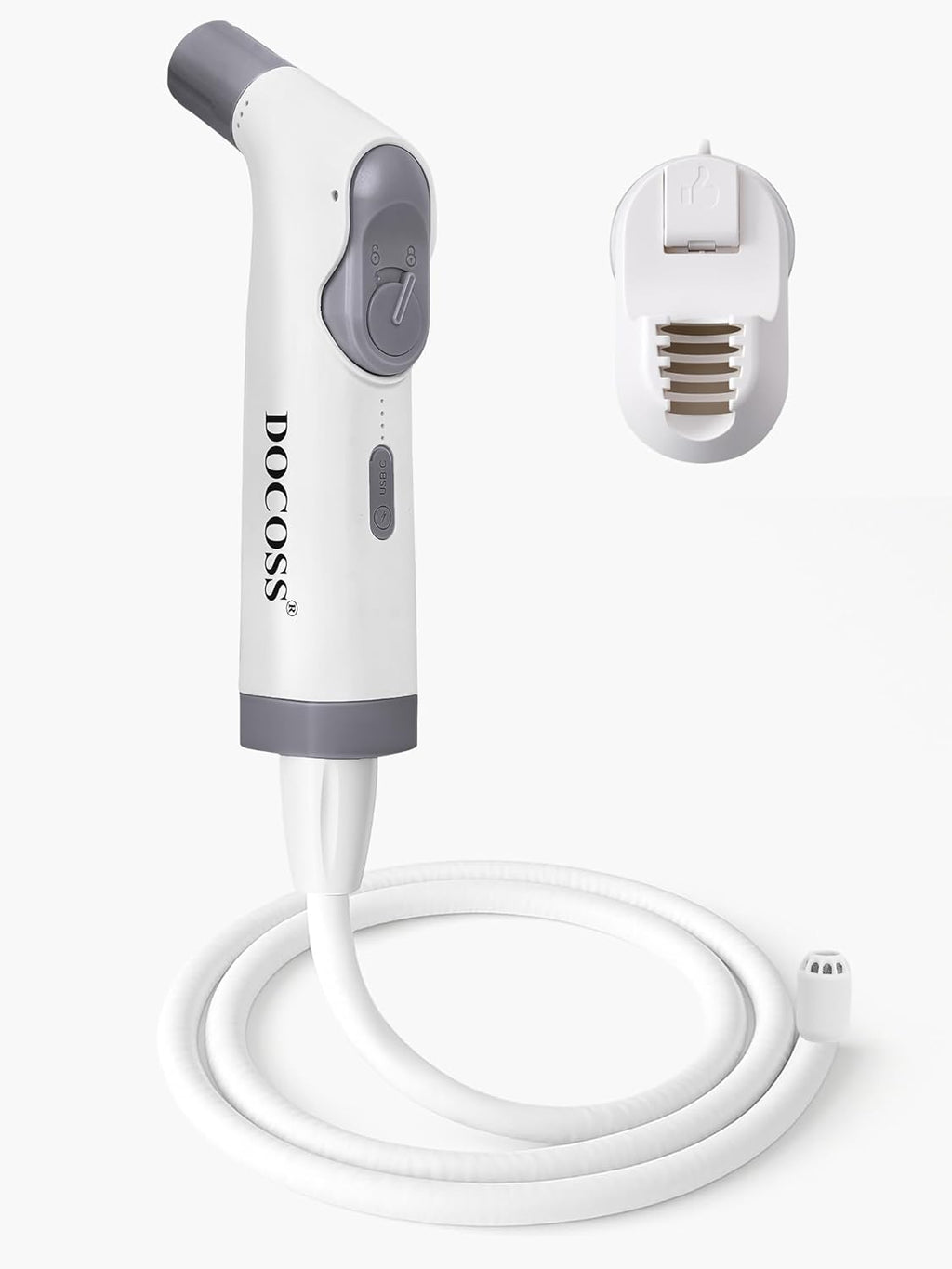 Docoss Electric Portable Jet Spray Bidet for Toilet for International Travel – Rechargeable Portable Bidet Spray with 2 Modes(White)