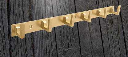 DOCOSS-Exclusive Extra Long 40 cm Gold Pin Metal Bathroom Cloth Hooks Hanger Door Wall Robe Hooks Rail for Hanging Keys,Clothes,Towel (Pack of