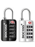 DOCOSS-Set of 2-116 Metal TSA Locks for Luggage, Number Lock for Bag 4 Digit Small Locks for Luggage TSA Lock Combination Password Locks for Travel (Black,Silver)