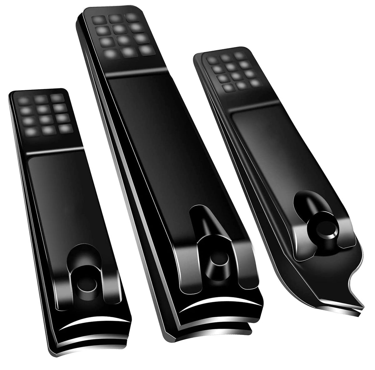 DOCOSS Pack Of 3 Stainless Steel Nail Cutter Kit Set & Toenail Fingernail Clipper/Nail Clipper Set/Nail Cutter For Men Women (Black)
