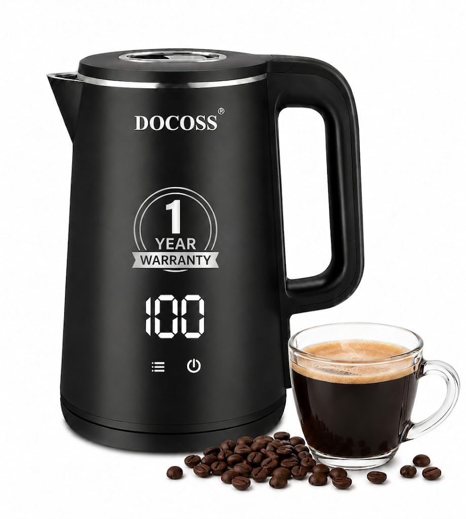 DOCOSS Electric Kettle for Hot Water, 1.8L Multipurpose Kettle with 5 Preset Modes & Digital Touch Display, 1800W Hot water Kettle with Auto Shutoff and 360° Swivel Base