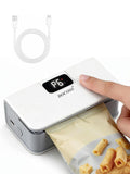 Docoss Rechargeable Mini Bag Sealer with Cutter & Power Display, Magnetic Mini Bag Sealer Fridge for Food Storage with 6 Adjustable modes, Portable Heat Sealing Machine for Kitchen Snacks