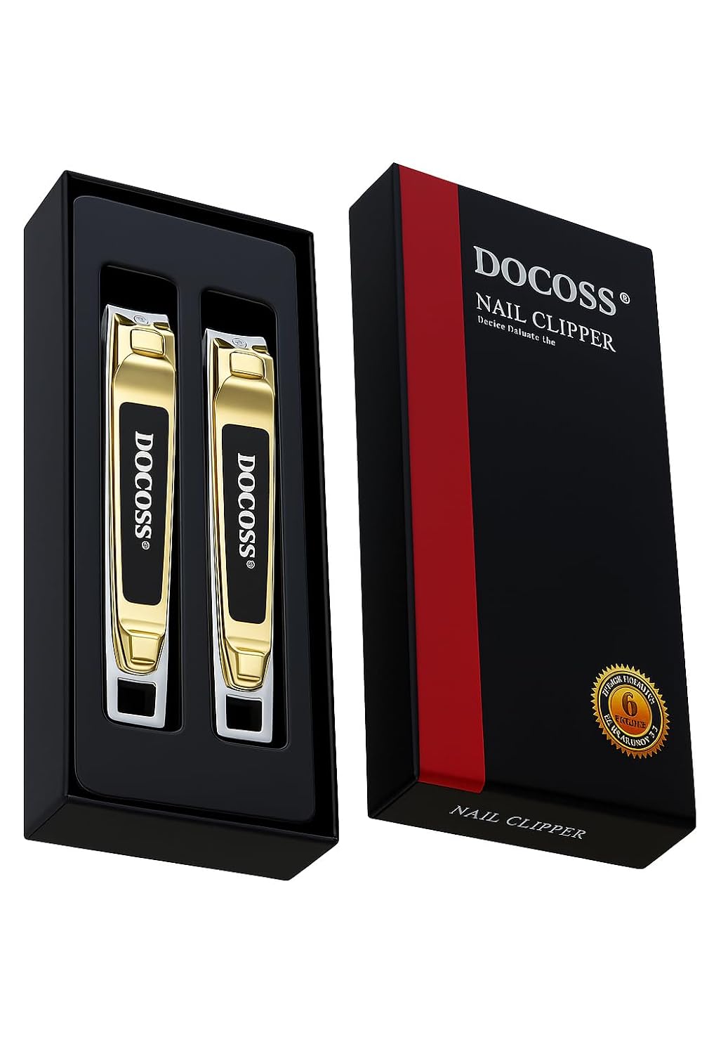 DOCOSS Premium Proffessional Stainless Steel Nail Cutter Set For Men,Women,Adults -Nail Clippers & Trimmers With Filer-Sharp,Smooth Japanese Nailcutter For Adults (Pack Of 2) (Gold)