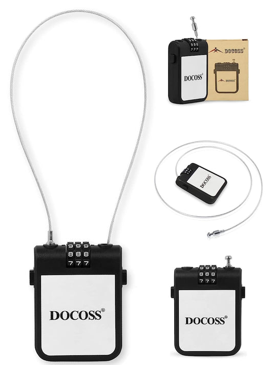DOCOSS-Helmet Lock For Bike lock/Number Lock For Helmet / Extendable Cable lock /Password Lock for Helmet /Helmet Locks (black)