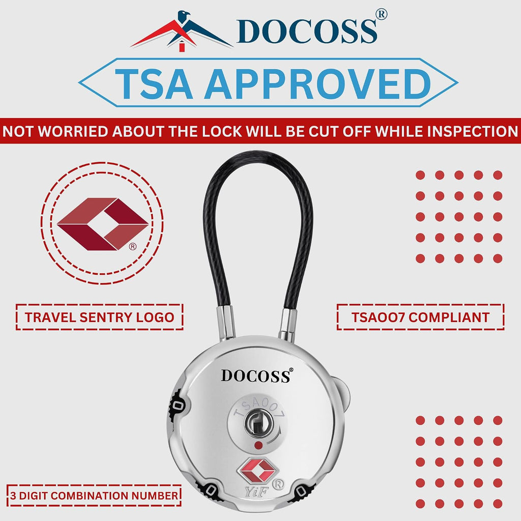 DOCOSS Metal TSA Locks, USA International Number Password Combination Luggage Travel Bag Locks
