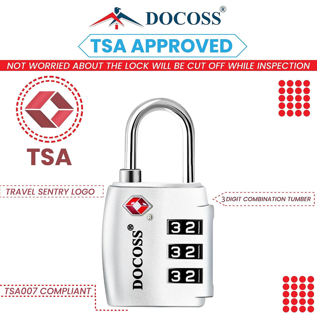 DOCOSS-Set of 2-202 TSA Approved Locks for Luggage, Number Lock for Bag,Small TSA Locks for Luggage Combination Password Lock for Travel