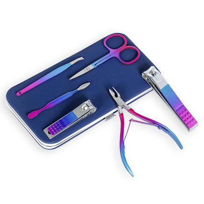DOCOSS-12 IN 1 Stainless Steel Proffesional Manicure Pedicure Set Nail Cutter ,Scissors Grooming Kit with Peeling Knife, Nail Cleaning Knife, Acne needle, Blackhead Tool With Leather Travel Case