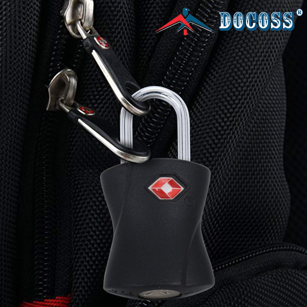 DOCOSS Metal Lock TSA Approved with Keys International Lock for Bag Luggage Travelling Locks Padlock, Metallic (Black) - Pack of 2