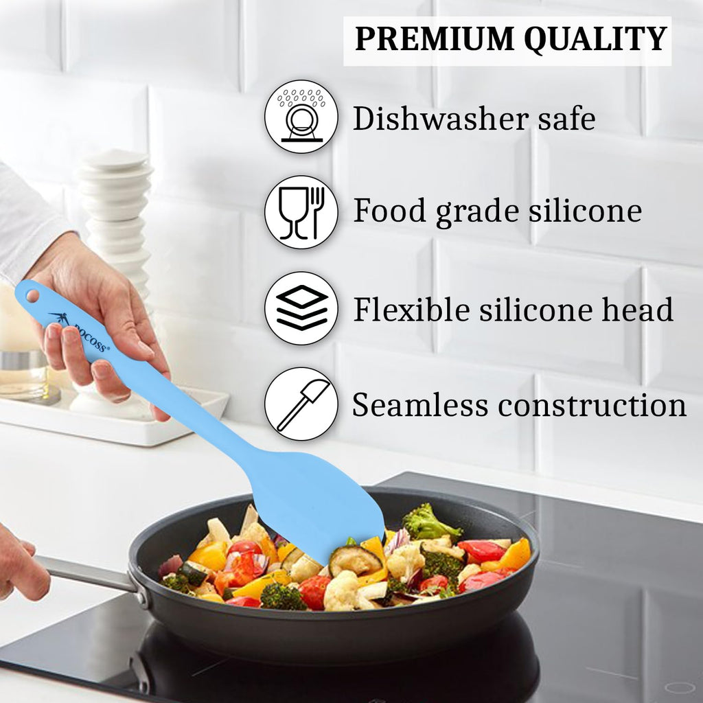 DOCOSS Silicone and Stainless Steel Core Nonstick Spatula Cooking Set for for Kitchen & Baking, Set of 6 - (Light Blue)