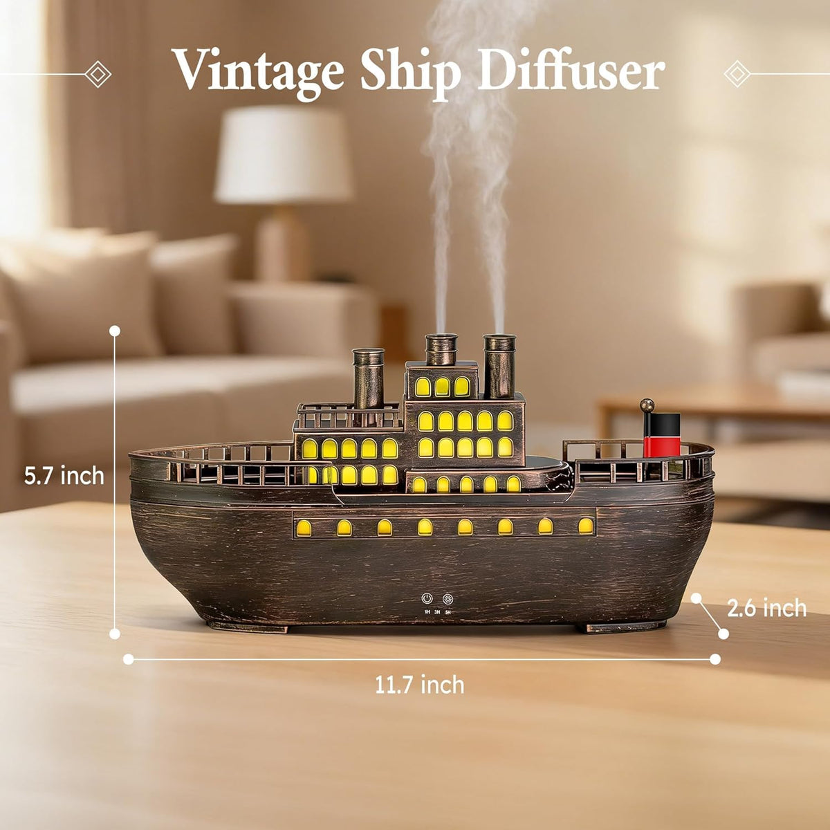 Docoss Titanic Ship Aroma Diffuser for Home Electric with Remote | Essential Oil Diffuser for Home & Bedroom,Ultrasonic Humidifier with 7 LED Warm Lights & Quiet Operation,Electric Diffuser for Room