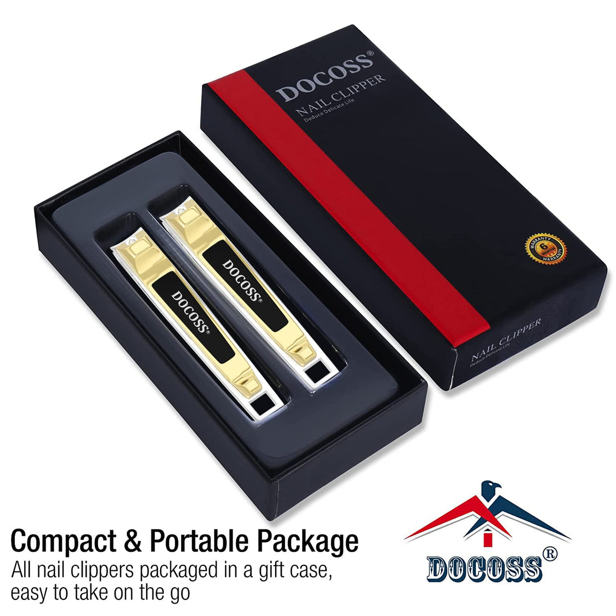 DOCOSS- Pack Of 2-Quality Gold Nail Clippers Antique Nail Cutter Set Kit Fingernail Toe Nails Cutter With Filer For Man And Women