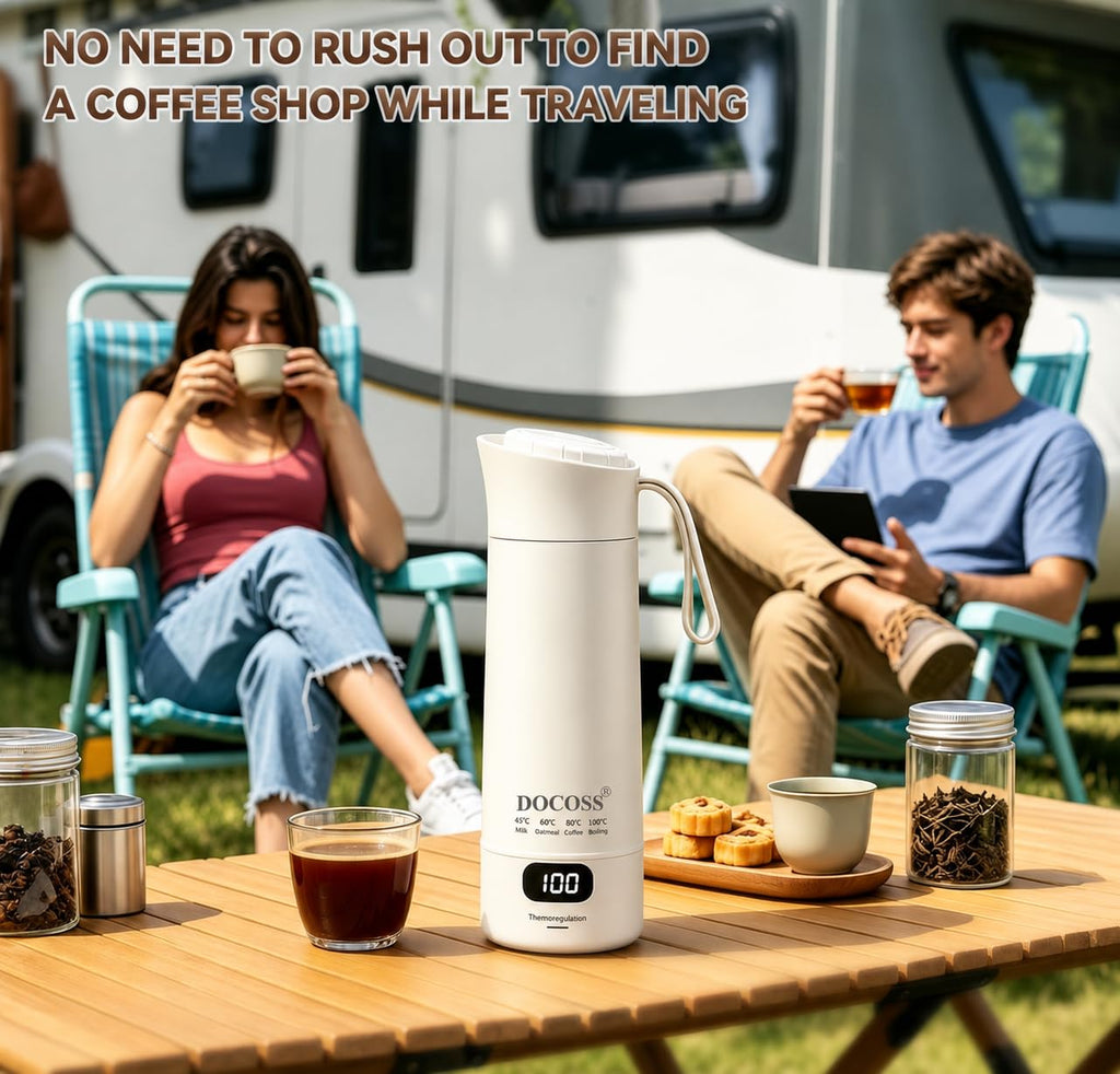 DOCOSS Portable Electric Kettle 400ml | Small Electric Water Bottle with Variable Temperature Control,Digital Display,Stainless Steel| Multipurpose Hot Water Travel Kettle/Baby Milk Warmer