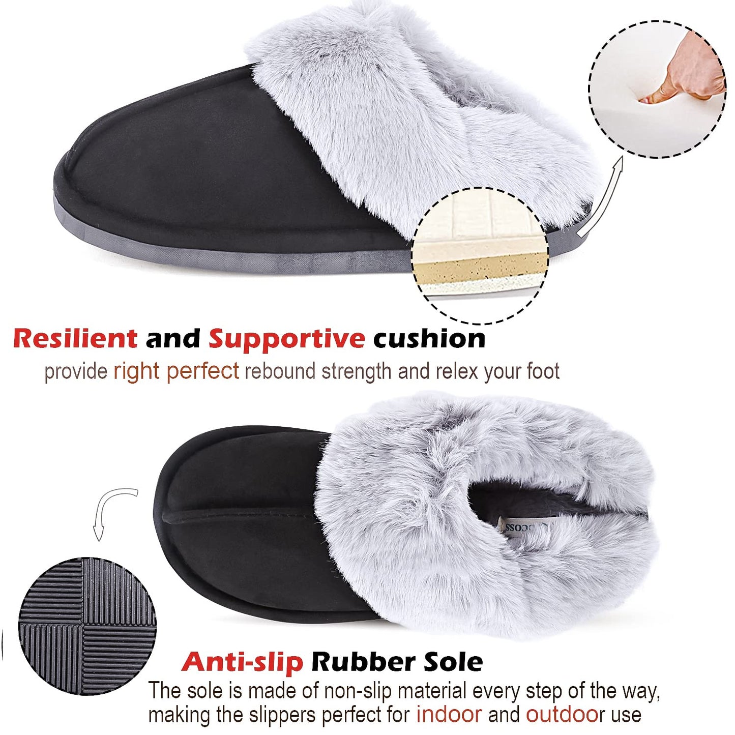 DOCOSS Warm Winter Indoor Shoes for Women Men / Indoor Slippers for Girls , Boys /Home Bedroom Indoor Slippers Warm Slippers Winter